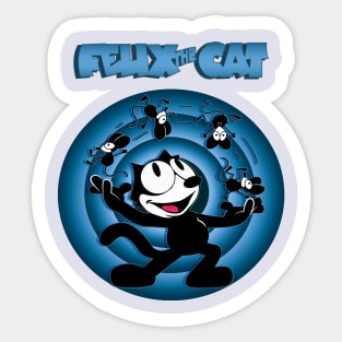 Felix the Cat Juggling Mice Felix Cat Cartoon Is Old School Retro Style Sticker